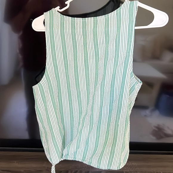 Green and white stripped draw string bottom tank top - Picture 2 of 3